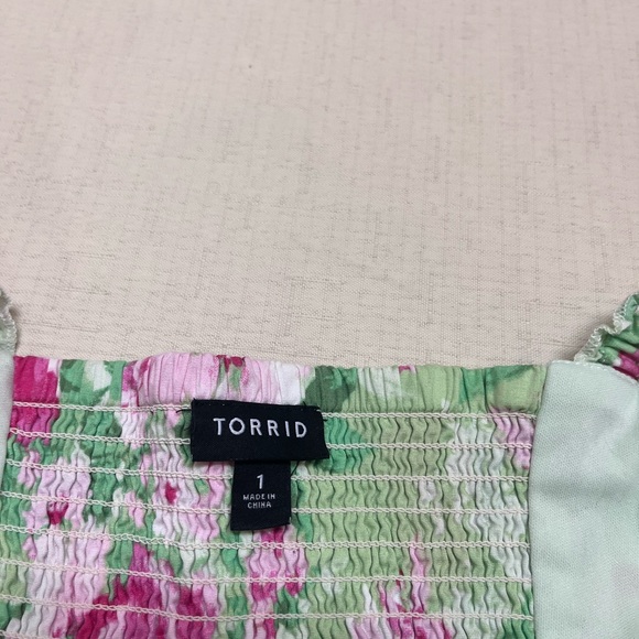 Torrid 1X green floral ruffle straps midi dress - Picture 7 of 13